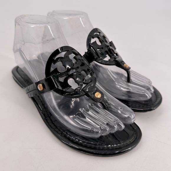 Tory Burch Shoes - Tory Burch Black Patent Leather Miller Sandals 7.5 FLAWS